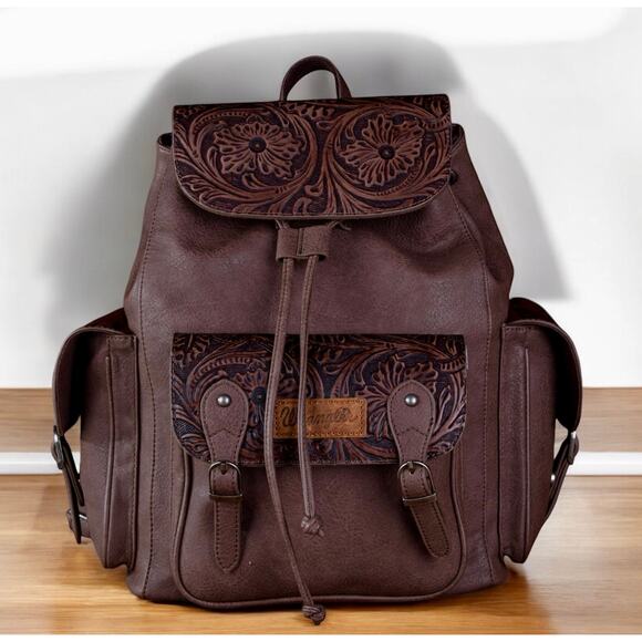Wrangler Floral Tooled Backpack - Coffee *NEW in Package* Backpacks